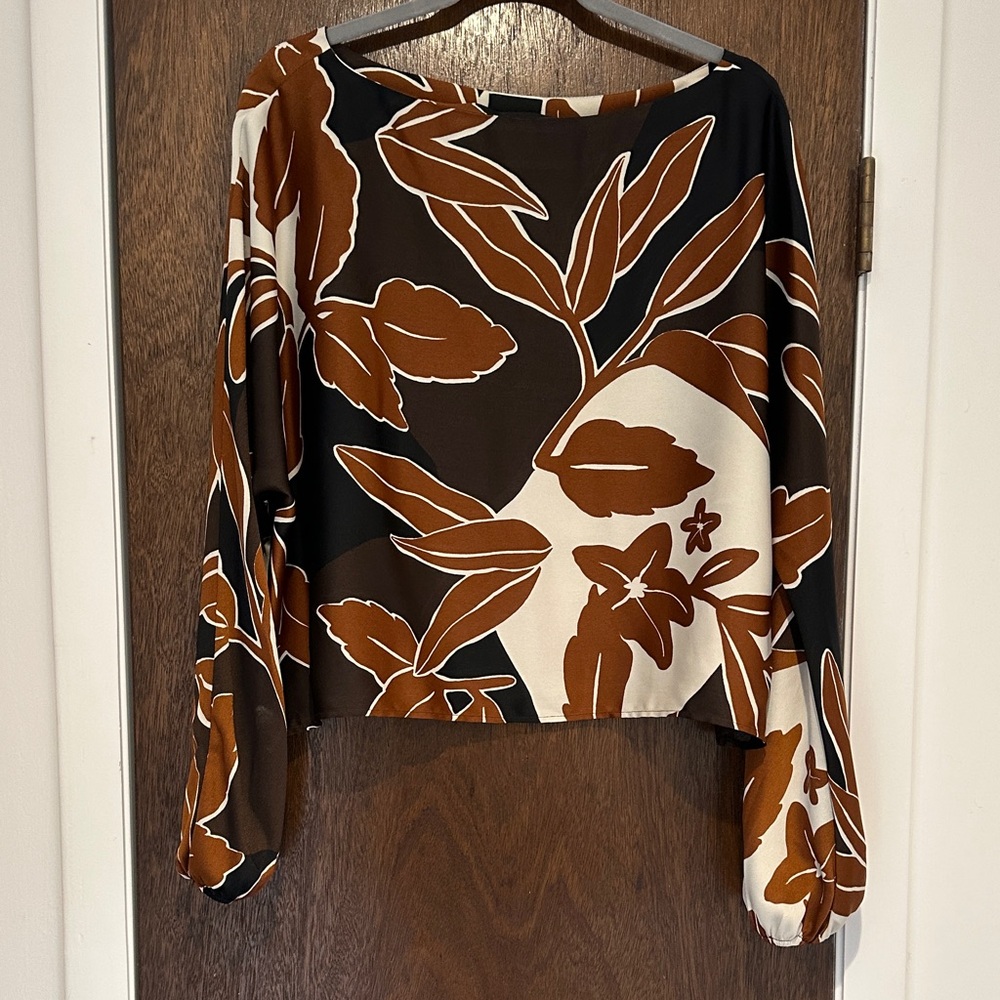 NWOT: Alex Marie Elegant Brown Floral Women's Top (set option)